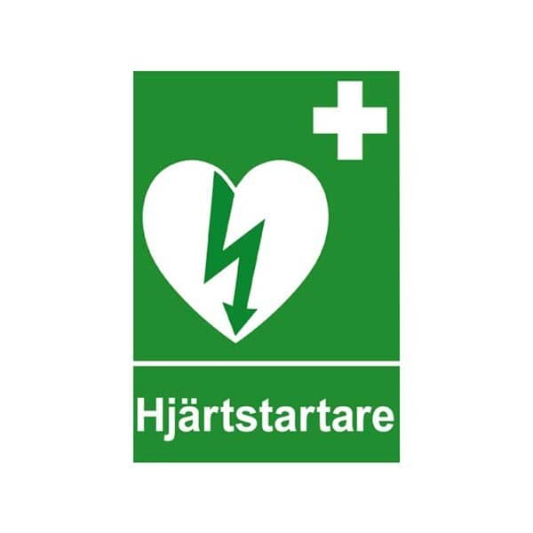 Klisterdekal hjärtstartare 10 x 7 cm självhäftande för dörr och fönster inom- och utomhus