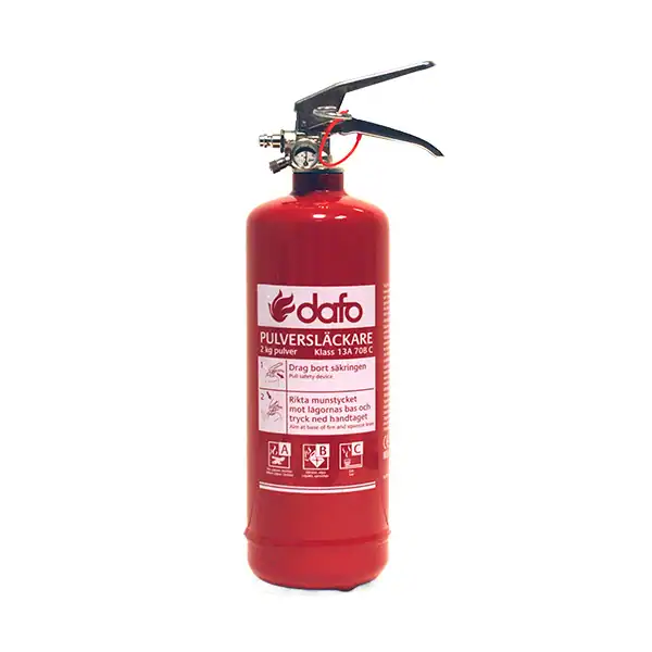 Brandsläckare pulver 2 kg Dafo typ PK 2 S